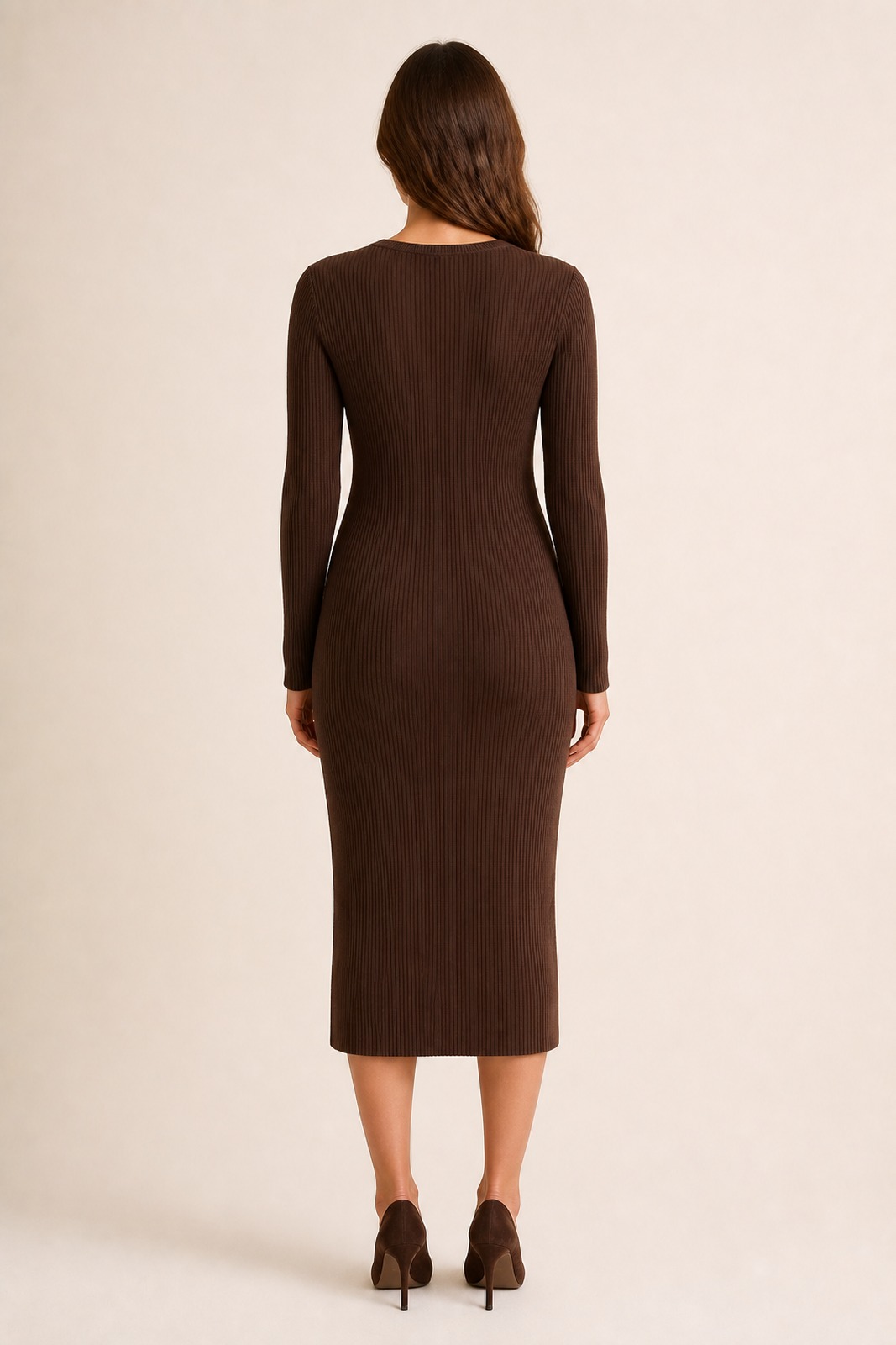 Custom Women's Ribbed Knit Midi Dress back product image