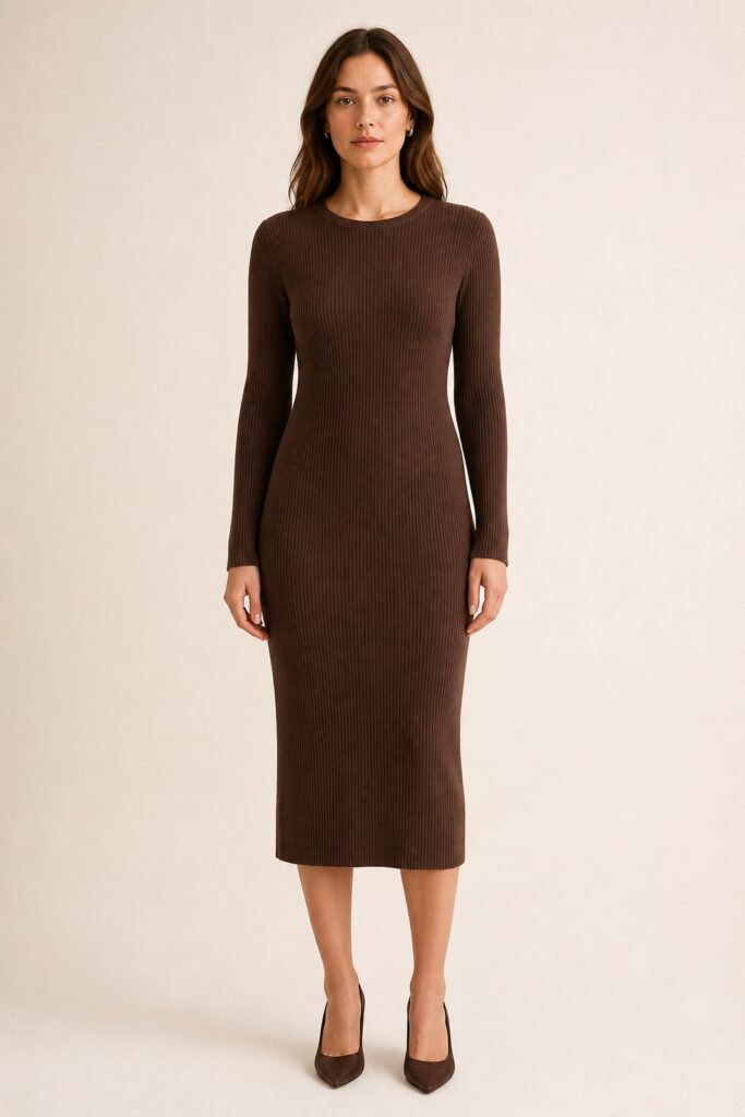 Custom Women's Ribbed Knit Midi Dress front product image